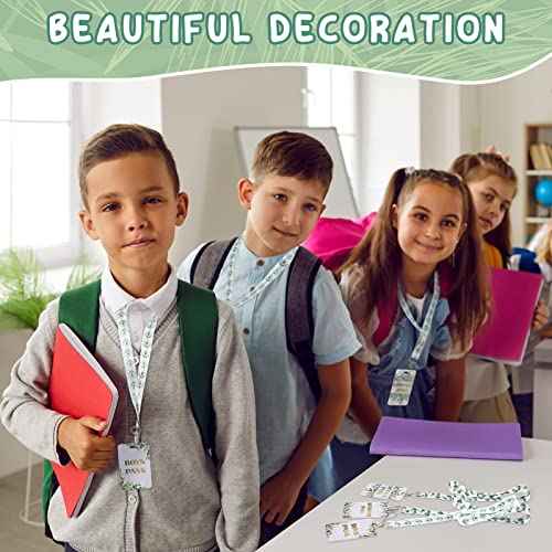 Teling 8 Sets Hall Pass Lanyards and School Passes Set Unbreakable PVC Passes for School Classroom Hall Restroom Bathroom Library Office Nurse Teacher Supplies(Eucalyptus Style)