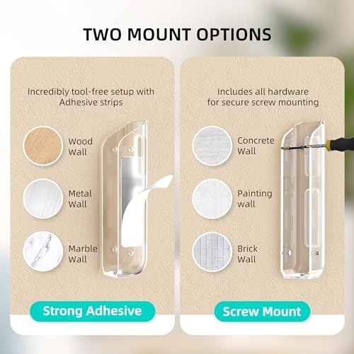 ELETIUO Wall-Mounted Scale Holder with Adhesive &Screws -Fits Most Digital Scales (Up to 1.2"/30mm Thick),Anti-Slip Silicone Pads,Space-Saving Bathroom/Bedroom Organizer-Easy to Install, Clear