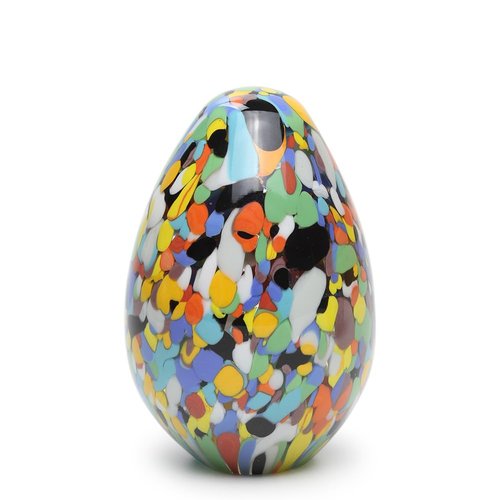 Ca D Oro Big Egg Glass Paperweight Multicolor Confetti Hand Blown Murano-Style Art Glass for Flower and Decor