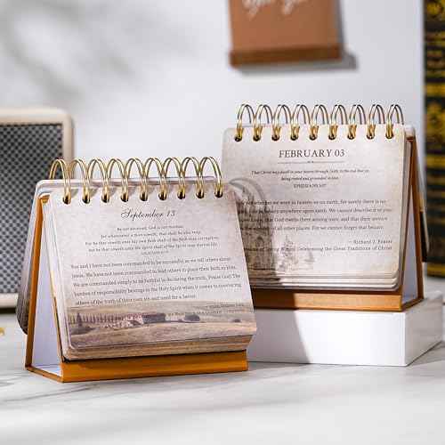 Desk Calendar - Bible Verse Desk Calendar Flip, 4.9" x 4.5", Undated Daily Bible Calendar, Perpetual Calendar, 366 Days of Inspirational Quotes