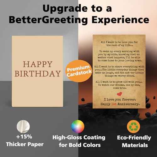 Romantic 1 Year Anniversary Card and Gift Ideas for Boyfriend, Girlfriend, Husband, Wife, Men & Women ? 1st Year ¡°Love Letter¡± Vintage Style ? Heartfelt Present for First Anniversary