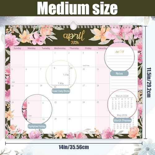 GuassLee Wall Calendar 2026-2027, Calendar Wall 2026, 18-Months Hanging Calendar Jan. 2026 to Jun. 2027, 14" x 11.5" Monthly Planner Wall with Thick Paper for Office School Home Teacher Academic