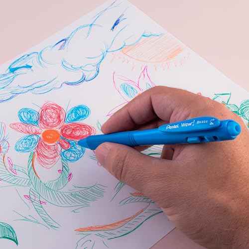Pentel Wow! Retractable Ballpoint Pen, (1.4mm), Bold Line, Black Ink, Pack of 8 (BK444BP8A)