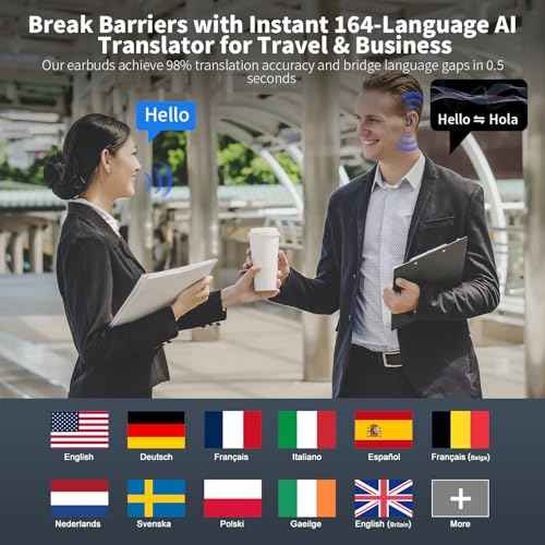 AI Translation Earbuds Real Time, 164 Language Translator Earbud with Audio and Video Calls, 3-in-1 Buletooth 5.4 Translation Headphones with APP/No Subscription Required, 50H AI Ear Bud Translator