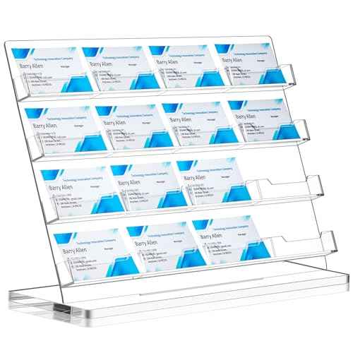 Business Card Holder for Desk 16 Slots Freestanding Acrylic Business Card Holder Display Stand Multiple Organizer for Office Meeting Exhibition Home