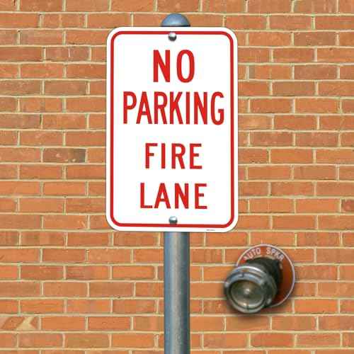 Large (4 Pack) No Parking Sign, 12x18 Inches Fire Lane Sign, Engineer Grade Reflective Rust Free Aluminum, 2 Pre-Drilled Holes Easy to Mount