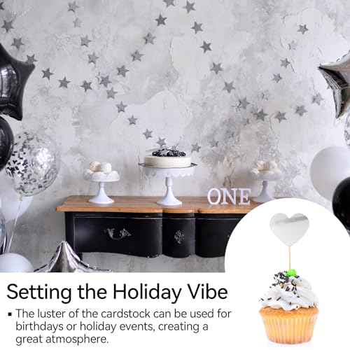 30 Sheets Metallic Silver Cardstock Paper - A4 Size (250gsm), Mirror Finish Silver Foil Board for Crafting, Invitations, and Decorations - Die Cut and Plotter Compatible