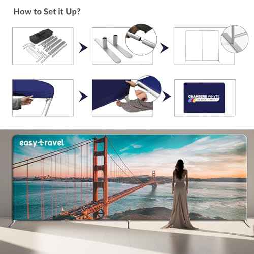 Custom Tension Fabric Banner with Stand Trade Show Backdrop Display, HD Printing Customize Online, Large Portable Trade Show Booth Display Banner for Business Pop Up Display Aluminum Frame 5x7.5 FT