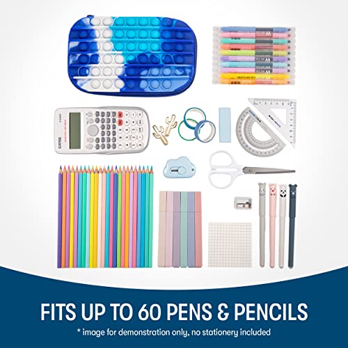 ZIPIT POP Pencil Case for Boys - Blue Silicone Sensory Fidget Storage