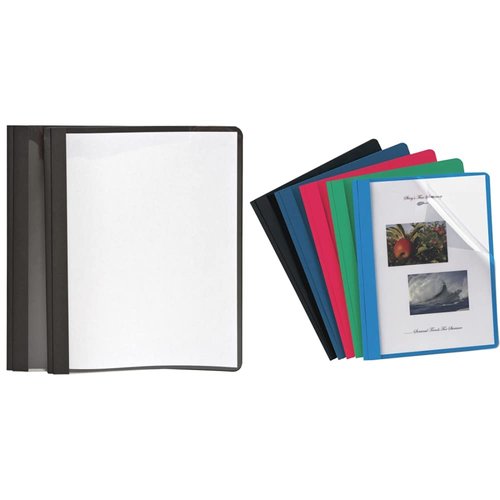 Oxford Clear Front Report Covers, Black, Letter Size, 25 per Box (55806EE) & Clear Front Report Covers, Assorted Colors, Letter Size, 25 per Box (55813EE)
