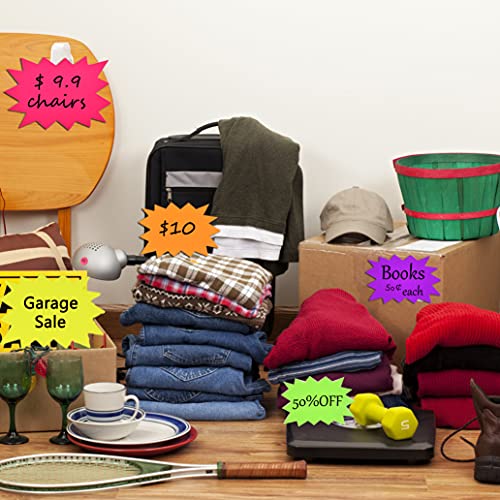 6 Colors 60pcs 5x6.6in Starburst Signs for Retail Yard Sale Garage Sale