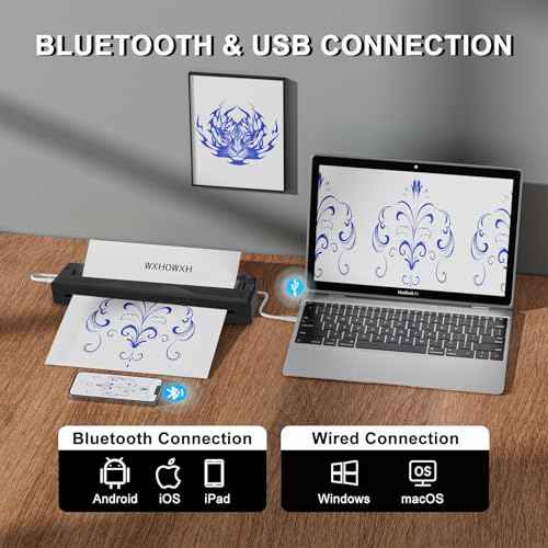 300 DPI Tattoo Stencil Printer Machine for Tattoo Artists&Beginners,termocopiadora Tattoo with 3pcs of Tattoo Transfer Paper,Portable Bluetooth Wireless Printer Compatible with Phone&PC