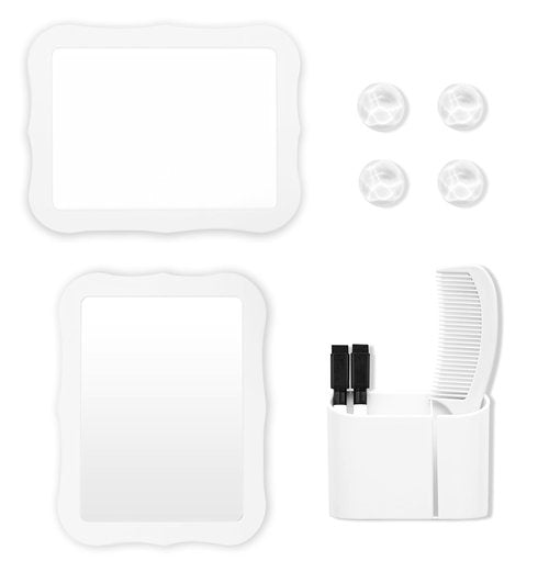 Tandarui Locker Organizer Kit,Magnetic Locker Accessories for Girls with Locker Mirror and Magnetic Pen Holder,Magnetic whiteboard-School& Work Locker Decor（White