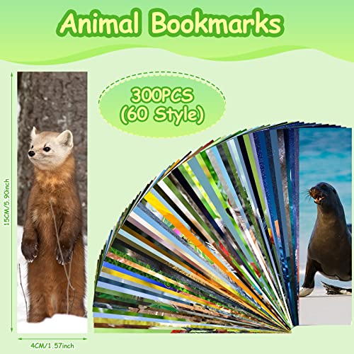 300PCS Animal Bookmarks Set - 60 Double-Sided Wildlife Bookmarks for Kids & Students (Variation: 300 Animals)