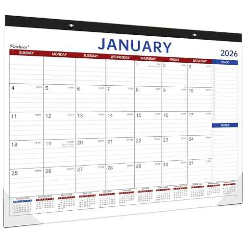 2026 Desk Calendar - Large Desk Calendar 2026, Jan 2026 - Dec 2026, 12 Months Calendar, 17" x 12", Desk Pad, Large Ruled Blocks, To-Do List & Notes, Desk/Wall Calendar for Planning or Organizing
