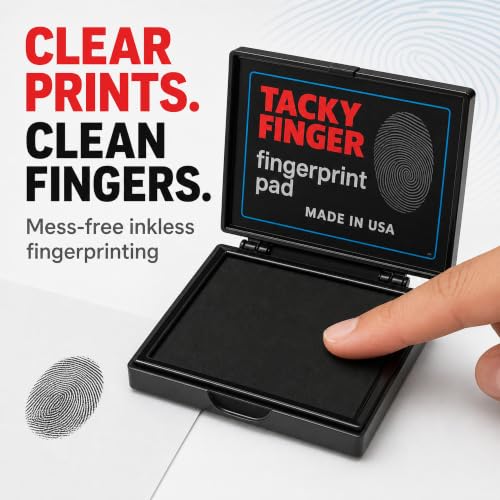 Inkless Fingerprint Pad Black 2 Pack - No Mess, Quick Dry for Notary & Legal Use