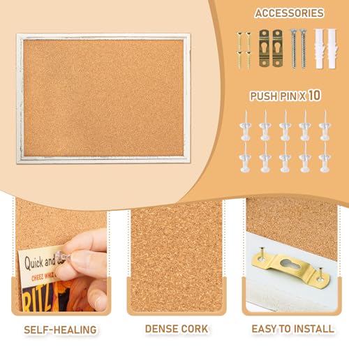 Dollar Boss 24x18 Rustic White Cork Board with Molding A White Frame
