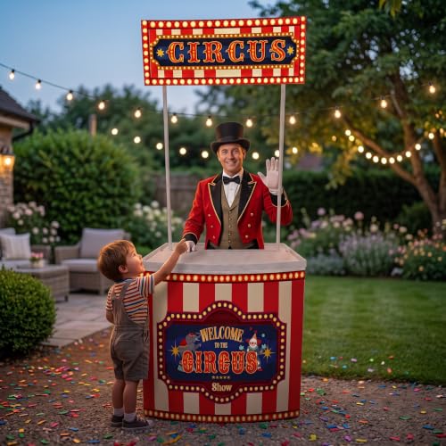 Circus Carnival Booth Stand for Parties - Plastic Display Stand with Storage
