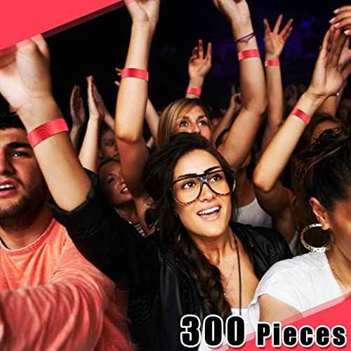300 Pcs Color Cloth Event Wristbands Without Logo Social Distancing Identification Wristbands for Wedding Party Events(Red)