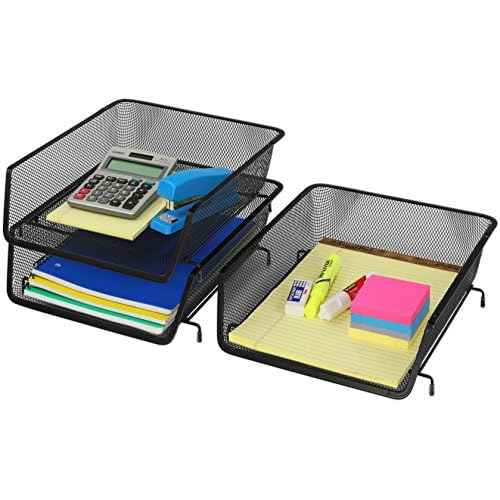 Simple Houseware Stackable Desk File Document Letter Tray Organizer, 3 Packs, Black