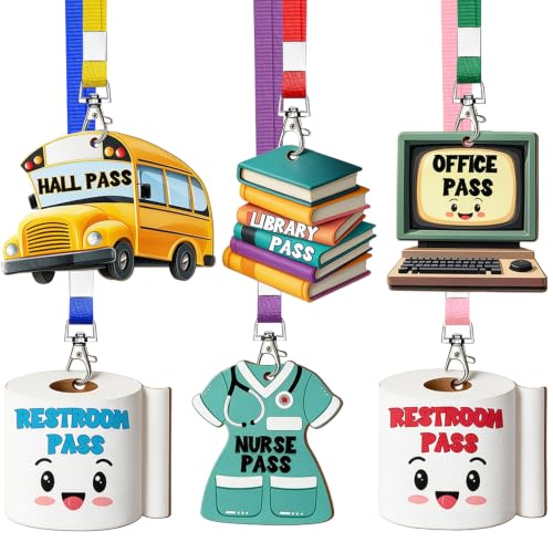 School Pass Lanyards and Wooden Classroom Passes Set - Durable Student ID & Behavior Management Tool