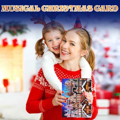 Christmas Cards, Musical Pop Up Cards with Music and Light, Pop up Musical Greeting Card for Christmas Holiday New Year