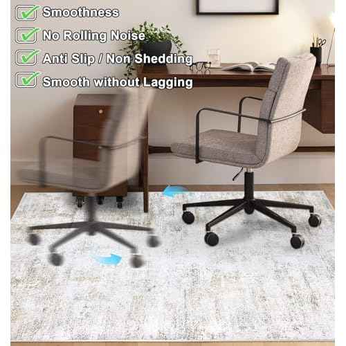 Capslpad Office Chair Mat for Hardwood Floor/Tile Floor 47"x59" Non Slip Desk Chair Mat Low Pile Computer Gaming Chair Rug for Rolling Chair Protector for Office Den Computer Desk, Khaki