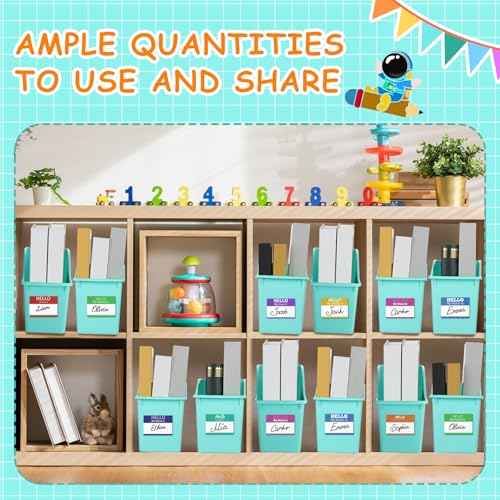 Fuutreo 12 Pieces Book Bins for Classroom Plastic Binder Holder Magazine Stuff Folder File Organizer Box for Home Office School Supplies(12 pcs,Water Blue)