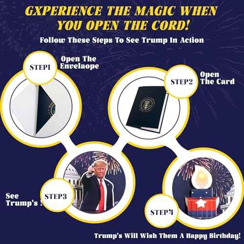 Birthday Card, Talking Donald President Greeting Cards with Real Voice Message & Light for Men and Women, Parents, Couples(Birthday - White House)