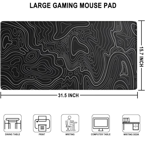 AREYLO Waterproof Large Gaming Mouse Pad, 31.5 x 15.7 Inches, Stitched Edges