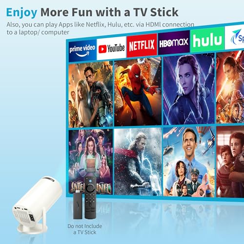Mini Projector Portable Proyector 4K Support, Full HD 1080P Small Projector with 270¡Æ Rotatable Stand, Movie Projector Compatible with TV Stick/Smartphone/HDMI/USB for Bedroom/ Outdoor Camping