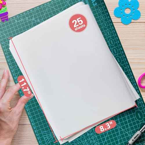 25 Sheets Clear Double Sided Adhesive Tape - Heavy Duty Sticky Crafts Tape Sheets for DIY Art, Tumbler Wrapping, Home Decoration, Scrapbooking (Strong & Removable)