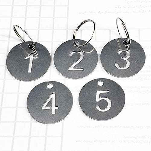 StayMax Hollowed Stainless Steel Number Tags Key Tags with Rings (1-100)