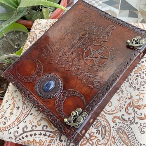 Personalized Leather Ring Binder, Portfolio for Men, 3 Ring with 1 Inch Ring Leather Binder, Customized Book of Shadow, Home, School and Office Supplies Folder Organizer (Brown, No Engraving)