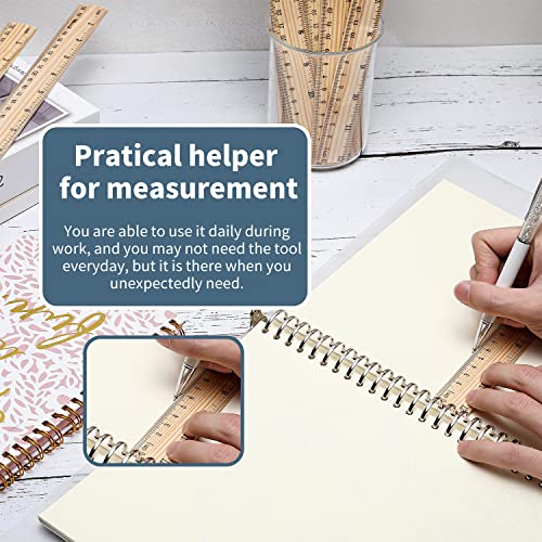 SZLFSX 10 Pack 12 Inch Wooden Rulers - Double-Sided Metric & Inch Scale, Office & School Measuring Tools