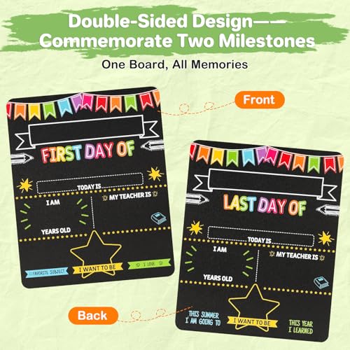 WALGLASS D-Style 11x14 Back to School Chalkboard Sign - Double-Sided First & Last Day Keepsake
