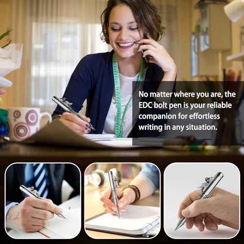 Heavy-Duty EDC Ballpoint Pen - Stainless Steel, Refillable, Push Cap Mechanism, Ergonomic Design for Office/Everyday Use (1-Pack)
