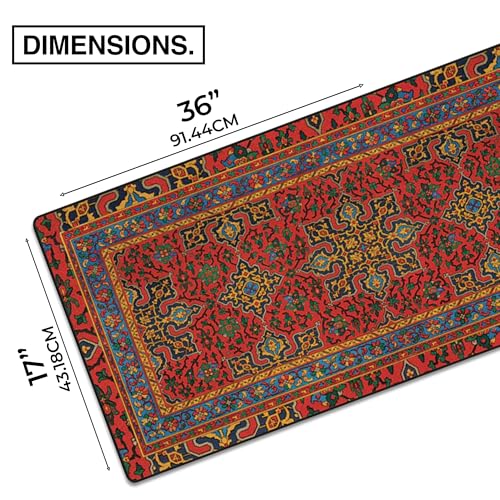 MPCO. Large Gaming Mouse Pad- 36" x 17" Aeroglyde Arabic Textiles Royal-Medallions Mouse Pad Mat - Full Desk Mouse Pad for Smooth Control - Non-Slip, Washable, Smooth Finish Large Mousepad for Desk