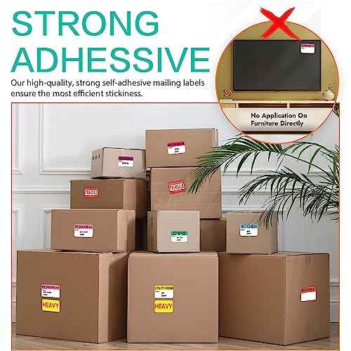 600 Count 3 x 2 Large Home Moving Packing Box Labels for 3-4 Bedroom House with Writable Notes Areas, 17 Color Coded Moving Labels for Boxes + Fragile Moving Stickers + Heavy and Blank Labels