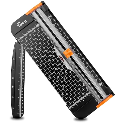 Firbon Black A4 Paper Cutter, 12 Inch Guillotine Trimmer with Extended Ruler - Portable & Safe