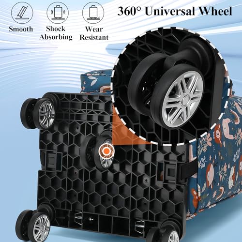 2 in 1 Shopping Cart with Wheels, Portable Utility Dolly, Luggage Cart, Foldable Hand Truck with Built-in Removable Waterproof Bag for Shopping, Camping, Travel (Animal World)