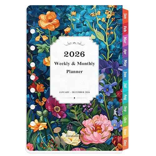 2026 Planner Refills - 7-Hole Punched Planner Refills 2026 with Colorful Tabs, JAN 2026 - DEC 2026, 5.5" x 8.5", A5 Planner Inserts, 2026 Weekly and Monthly Planner Refill with Monthly Pages & Weekly Pages - Dopamine Color
