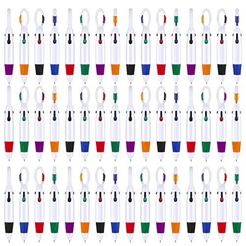 Yinder Retractable Shuttle Pens with Buckle Clip 4 in 1 Multicolored Ink Nurse Ballpoint Pens with Keychain for Office Supplies Teacher Gifts(120 Pieces)