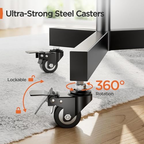 Perlegear Rolling TV Stand for 32-85 Inch TVs | Height Adjustable Mobile TV Cart