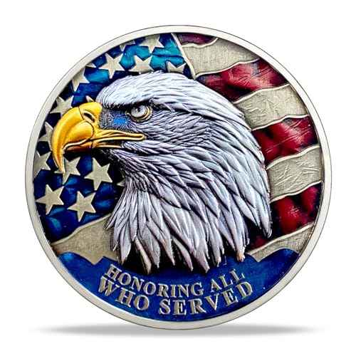 20 PCS Veteran Challenge Coins Bulk - Thank You for Your Service Coin, Military Appreciation Coin, Double-Sided Veterans Coin with Bald Eagle and Soldier Design for Veteran Thank You Gifts