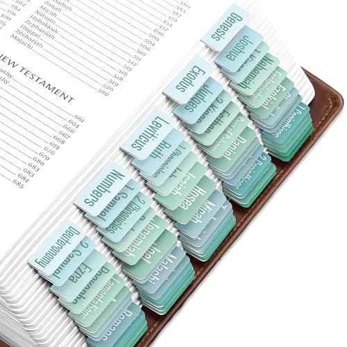 EssexWares ? Ocean Solid Color Bible Tabs for Old and New Testament, 80 Large Print Tabs for Bible Study, Water-Resistant and Durable Bible Index Tabs for Women and Men - 1.7" Wide