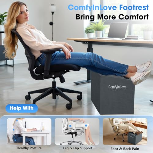 Foot Rest for Under Desk with 3 Heights - Dark Grey (ComfyInLove)
