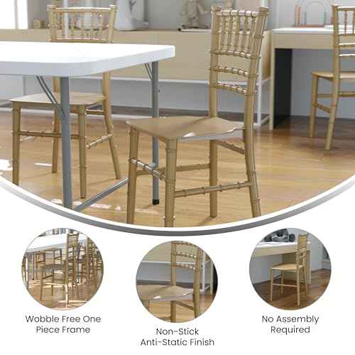 Flash Furniture Hercules Series Children's Resin Event Chair, Commercial/Residential All Occasion Chair, 330 lb. Static Weight Capacity, Gold