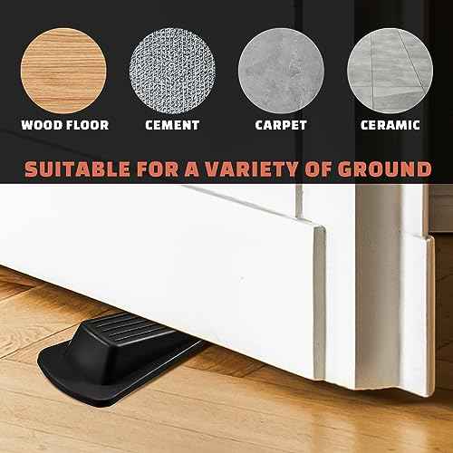 Frienda 48 Pcs Door Stoppers Bulk Rubber Stop Height up to 1.2 Inches Wedge Stopper for Heavy Duty Door Bottom Carpet Tile Concrete Wooden Floor (Black)