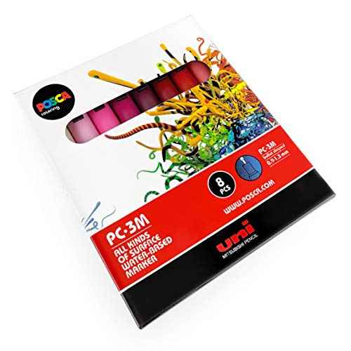 Posca Paint Marker Set of 8 Pink and Red Tones; 3M Fine Markers with Reversible Tips Marker Set of Acrylic Paint Pens Pens for Art Supplies; Fabric Paint; Fabric Markers